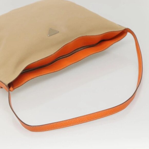 PRADA Tote Bag Canvas Beige Silver Auth 117799 - Picture 11 of 16